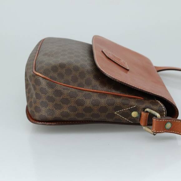 CELINE Macadam Canvas Shoulder Bag Pvc Leather Brown Gold - Picture 4 of 16